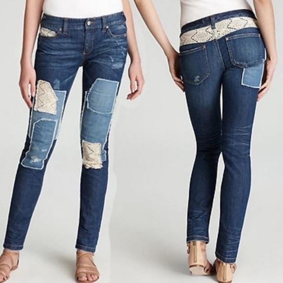 Free People | Jeans | Free People Patchwork Low Rise Jeans 27 | Poshmark